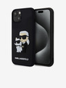 Karl Lagerfeld Karl Lagerfeld 3D Gumi Karl és Choupette Hátlap iPhone 15 Fekete