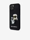 Karl Lagerfeld Karl Lagerfeld 3D Gumi Karl és Choupette Hátlap iPhone 15 Fekete