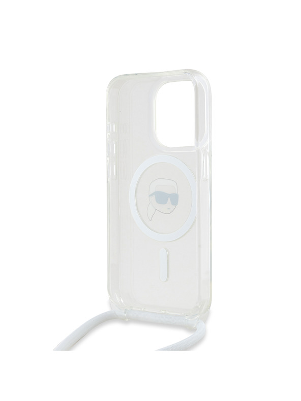 Karl Lagerfeld Karl Lagerfeld IML Keresztpántos Karl Fej MagSafe Hátlap iPhone 15 Pro Max Átlátszó