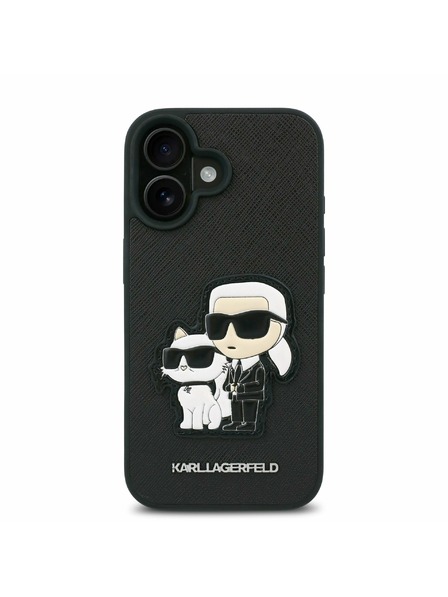 Karl Lagerfeld Karl Lagerfeld PU Saffiano Karl és Choupette Hátlap iPhone 16 Plus Fekete