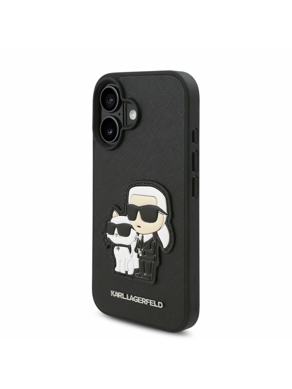 Karl Lagerfeld Karl Lagerfeld PU Saffiano Karl és Choupette Hátlap iPhone 16 Plus Fekete