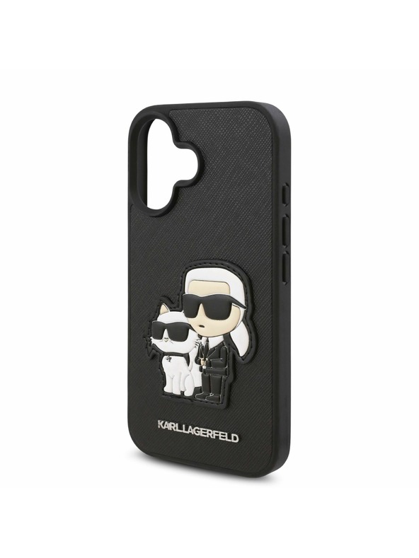 Karl Lagerfeld Karl Lagerfeld PU Saffiano Karl és Choupette Hátlap iPhone 16 Plus Fekete