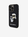 Karl Lagerfeld Karl Lagerfeld 3D Gumi Karl és Choupette Hátlap iPhone 15 Pro Fekete
