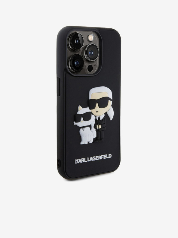 Karl Lagerfeld Karl Lagerfeld 3D Gumi Karl és Choupette Hátlap iPhone 15 Pro Fekete