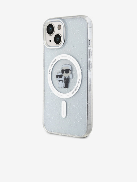 Karl Lagerfeld Karl Lagerfeld IML Csillogó Karl és Choupette MagSafe Hátlap iPhone 15 Átlátszó