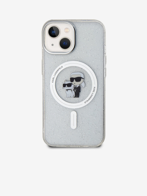 Karl Lagerfeld Karl Lagerfeld IML Csillogó Karl és Choupette MagSafe Hátlap iPhone 15 Átlátszó