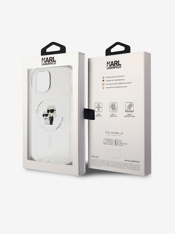 Karl Lagerfeld Karl Lagerfeld IML Csillogó Karl és Choupette MagSafe Hátlap iPhone 15 Átlátszó