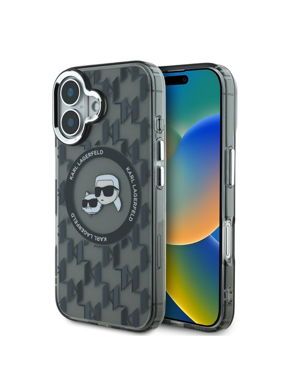 Karl Lagerfeld Karl Lagerfeld IML Monogram K&CH Fejek MagSafe Hátlap iPhone 16 Fekete