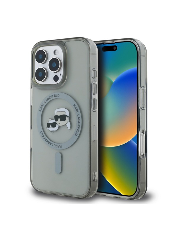 Karl Lagerfeld Karl Lagerfeld IML K&CH Fejek Fém Keret MagSafe Hátlap iPhone 16 Pro Max Fekete