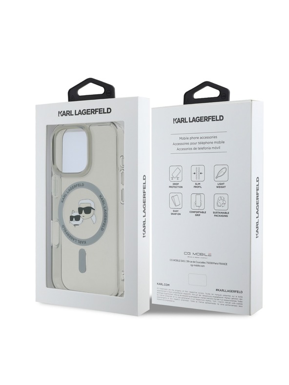 Karl Lagerfeld Karl Lagerfeld IML K&CH Fejek Fém Keret MagSafe Hátlap iPhone 16 Pro Max Fekete