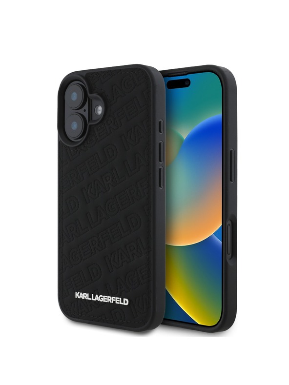 Karl Lagerfeld Karl Lagerfeld PU Steppelt Minta Hátlap iPhone 16 Fekete