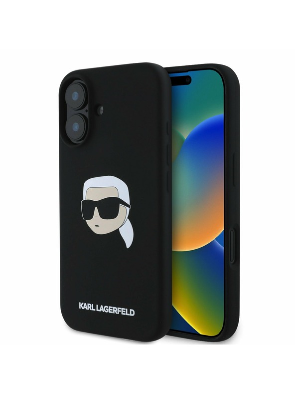 Karl Lagerfeld Karl Lagerfeld Folyékony Szilikon Karl Fej MagSafe Hátlap iPhone 16 Fekete