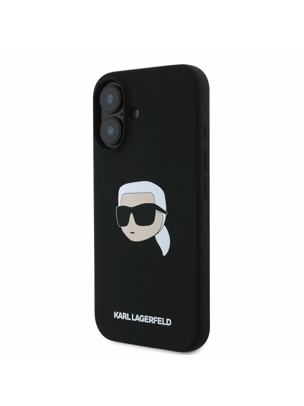 Karl Lagerfeld Karl Lagerfeld Folyékony Szilikon Karl Fej MagSafe Hátlap iPhone 16 Fekete