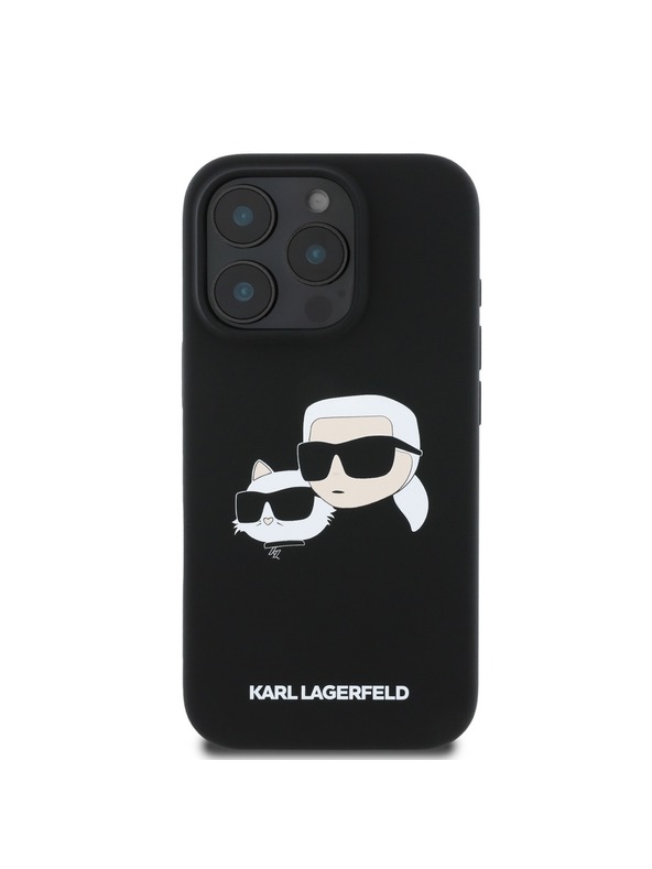 Karl Lagerfeld Karl Lagerfeld Folyékony Szilikon Dupla Fejek MagSafe Hátlap iPhone 16 Pro Fekete