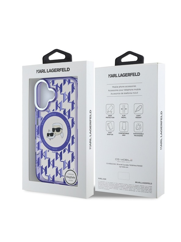 Karl Lagerfeld Karl Lagerfeld IML Monogram K&CH Fejek MagSafe Hátlap iPhone 16 Lila