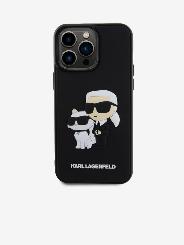 Karl Lagerfeld 3D Gumi Karl és Choupette Hátlap iPhone 15 Pro Max Black Karl Lagerfeld