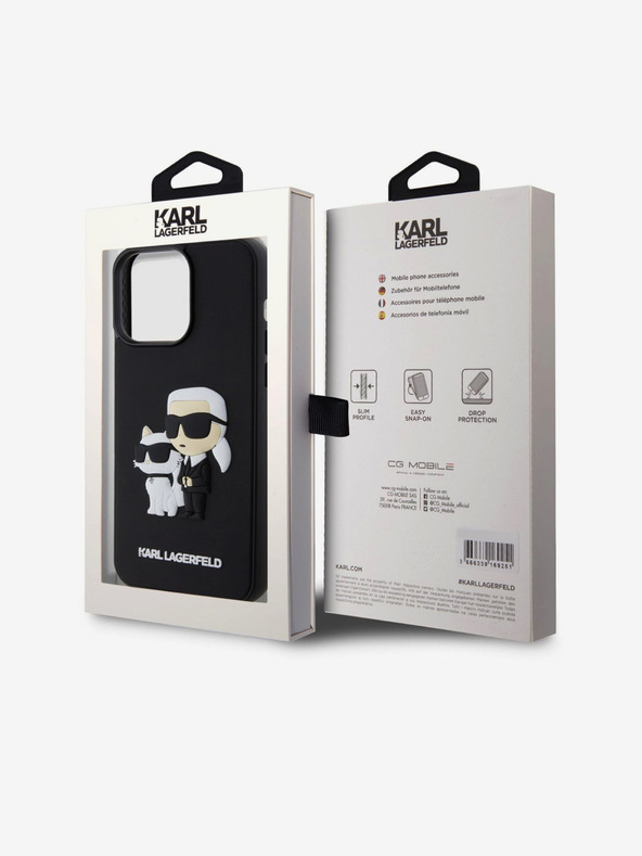 Karl Lagerfeld 3D Gumi Karl és Choupette Hátlap iPhone 15 Pro Max Black Karl Lagerfeld