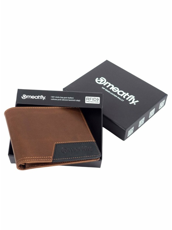 Meatfly Meatfly bőr pénztárca Zac Premium Brown | Barna | Méret