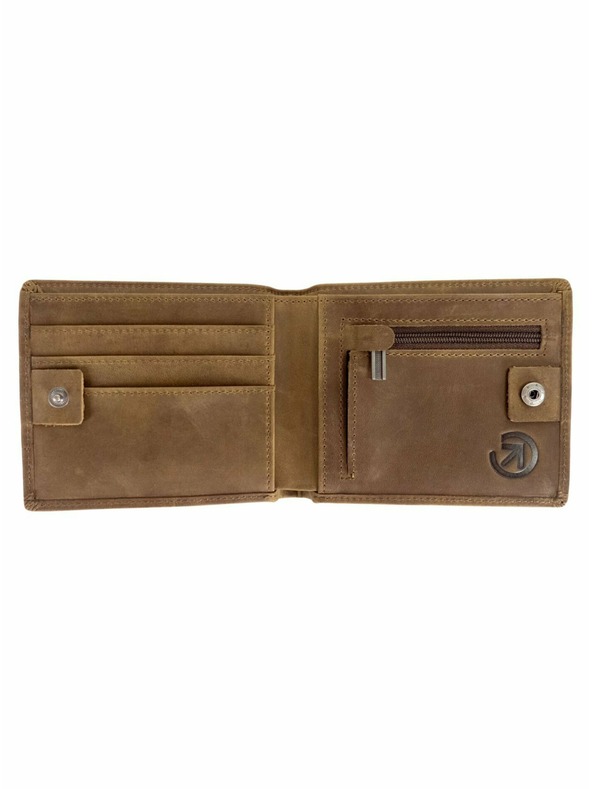 Meatfly Meatfly bőr pénztárca Eliot Premium Oak | Barna | Méret