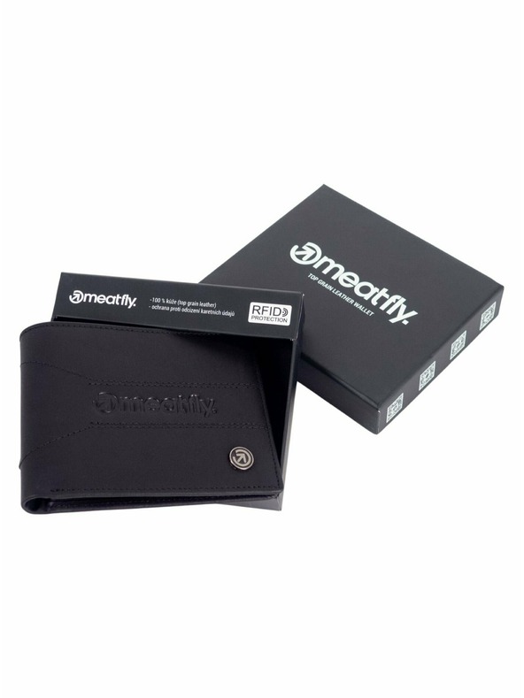 Meatfly Meatfly bőr pénztárca Zac Premium Black | Fekete | Méret