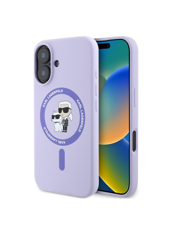 Karl Lagerfeld Karl Lagerfeld Folyékony Szilikon Karl and Choupette MagSafe Hátlap iPhone 16 Purple