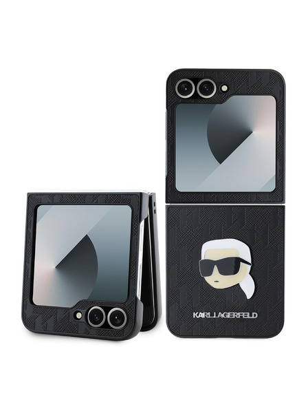 Karl Lagerfeld Karl Lagerfeld PU Saffiano Monogram Karl Head Hátlap Samsung Galaxy Z Flip 6 Black