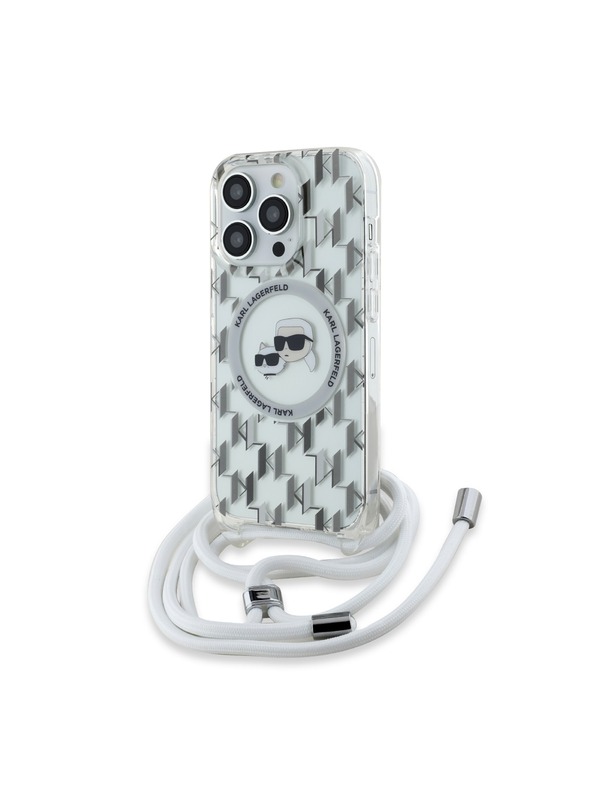 Karl Lagerfeld Karl Lagerfeld IML Monogram Crossbody K&CH Heads MagSafe Hátlap iPhone 14 Pro Transparent