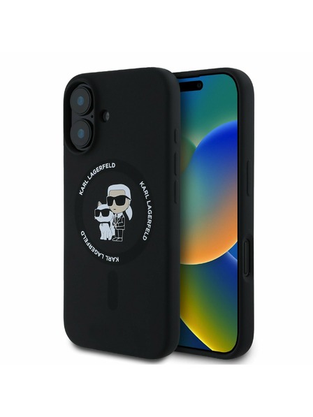 Karl Lagerfeld Karl Lagerfeld Folyékony Szilikon Karl and Choupette MagSafe Hátlap iPhone 16 Black