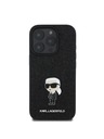 Karl Lagerfeld Karl Lagerfeld Rögzített Csillogó Fém Ikonik Hátlap iPhone 16 Pro Black