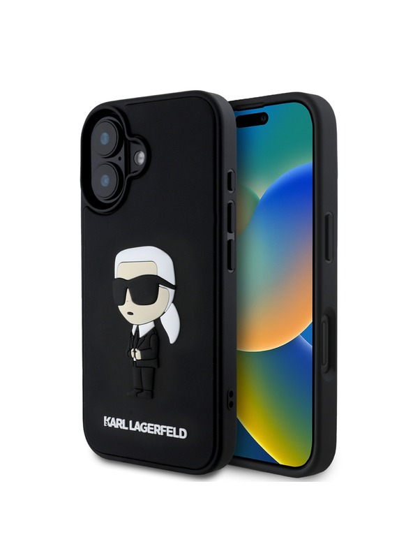 Karl Lagerfeld Karl Lagerfeld 3D Gumi Ikonik Hátlap iPhone 16 Black