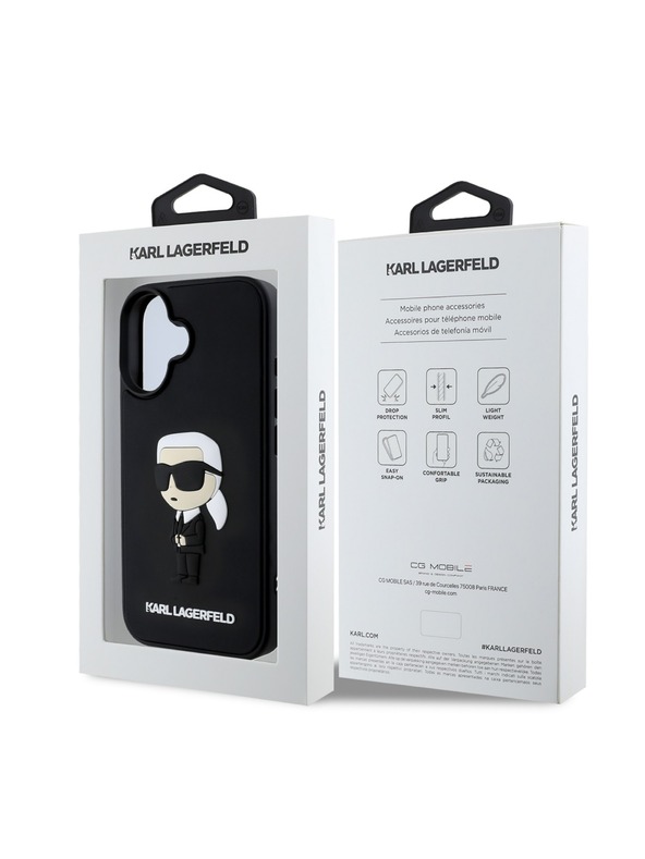 Karl Lagerfeld Karl Lagerfeld 3D Gumi Ikonik Hátlap iPhone 16 Black