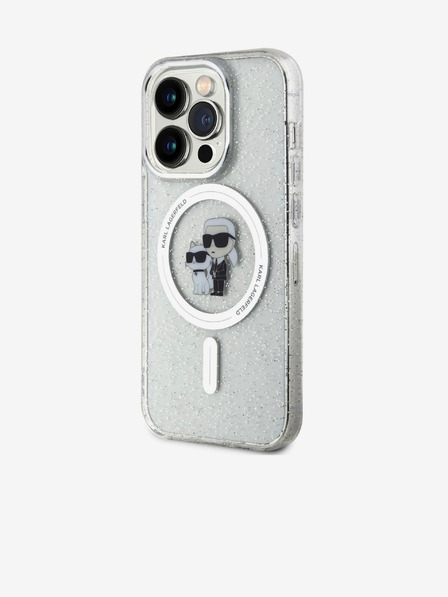 Karl Lagerfeld Karl Lagerfeld IML Glitter Karl and Choupette MagSafe Hátlap iPhone 15 Pro Transparent