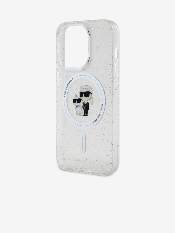 Karl Lagerfeld Karl Lagerfeld IML Glitter Karl and Choupette MagSafe Hátlap iPhone 15 Pro Transparent
