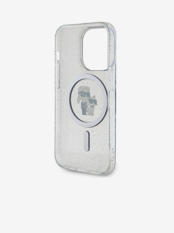 Karl Lagerfeld Karl Lagerfeld IML Glitter Karl and Choupette MagSafe Hátlap iPhone 15 Pro Transparent