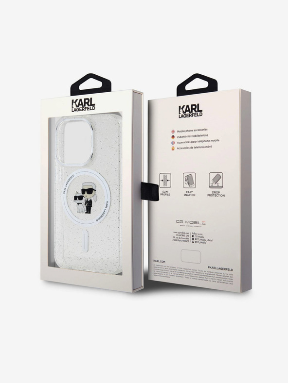 Karl Lagerfeld Karl Lagerfeld IML Glitter Karl and Choupette MagSafe Hátlap iPhone 15 Pro Transparent