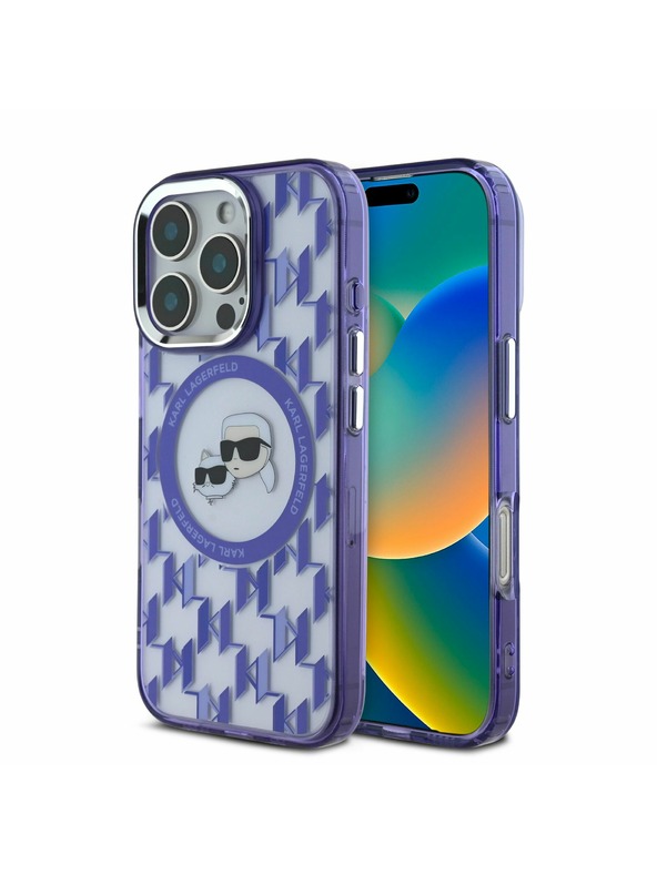 Karl Lagerfeld Karl Lagerfeld IML Monogram K&CH Heads MagSafe Hátlap iPhone 16 Pro Purple