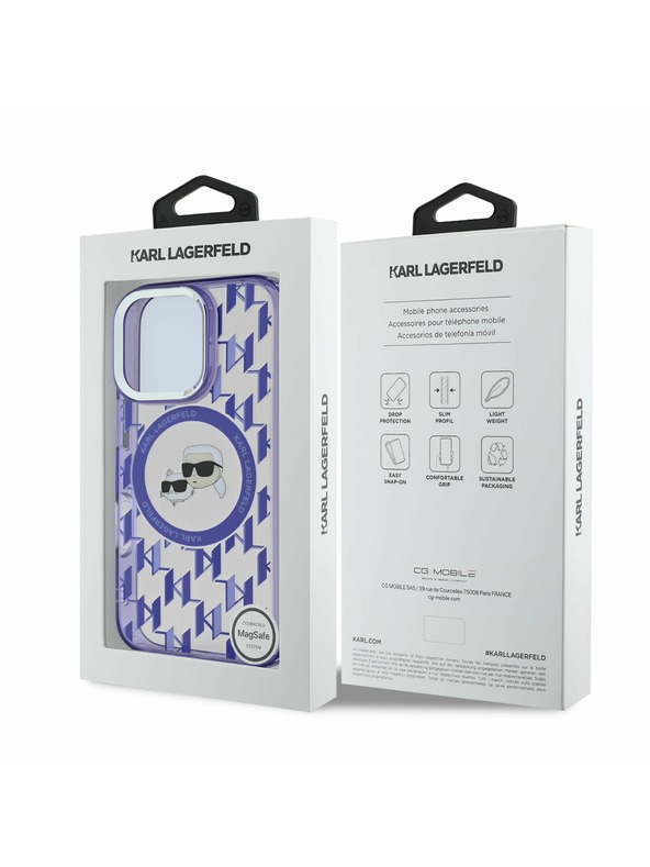 Karl Lagerfeld Karl Lagerfeld IML Monogram K&CH Heads MagSafe Hátlap iPhone 16 Pro Purple