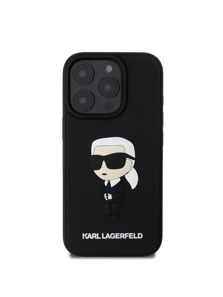 Karl Lagerfeld Karl Lagerfeld 3D Gumi Ikonik Hátlap iPhone 16 Pro Fekete