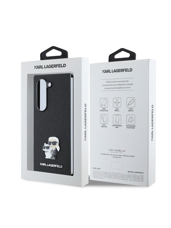 Karl Lagerfeld Karl Lagerfeld PU Saffiano Karl és Choupette Hátlap Samsung Galaxy Z Fold 6 Fekete