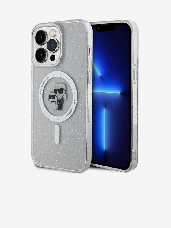 Karl Lagerfeld Karl Lagerfeld IML Csillogó Karl és Choupette MagSafe Hátlap iPhone 15 Pro Max Átlátszó