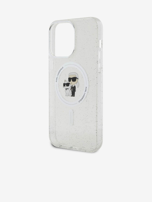 Karl Lagerfeld Karl Lagerfeld IML Csillogó Karl és Choupette MagSafe Hátlap iPhone 15 Pro Max Átlátszó