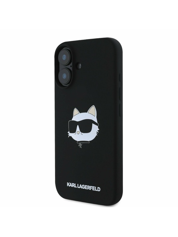 Karl Lagerfeld Karl Lagerfeld Folyékony Szilikon Choupette Fej MagSafe Hátlap iPhone 16 Fekete