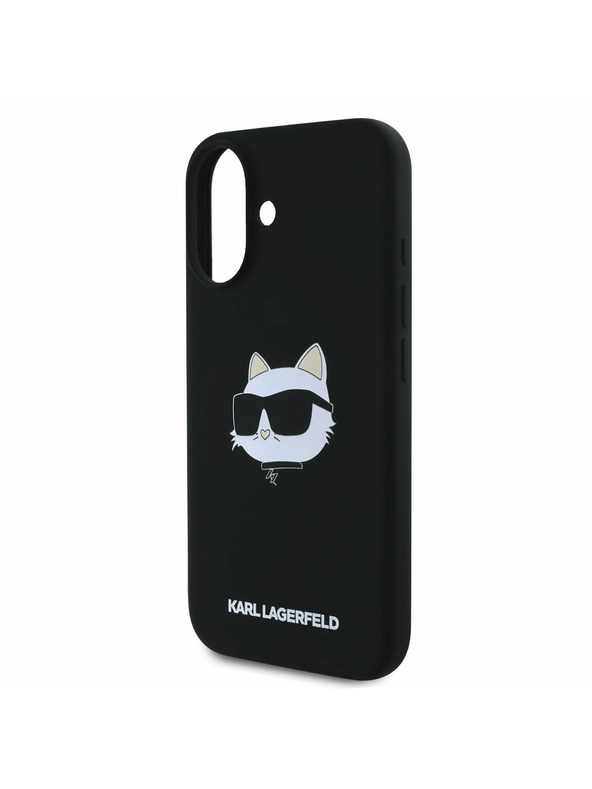 Karl Lagerfeld Karl Lagerfeld Folyékony Szilikon Choupette Fej MagSafe Hátlap iPhone 16 Fekete