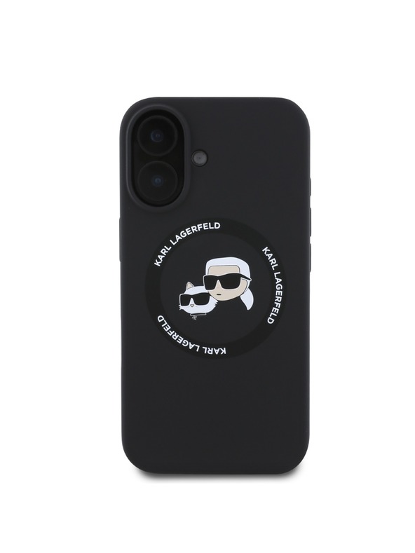 Karl Lagerfeld Karl Lagerfeld Folyékony Szilikon K&CH Fejek MagSafe Hátlap iPhone 16 Fekete