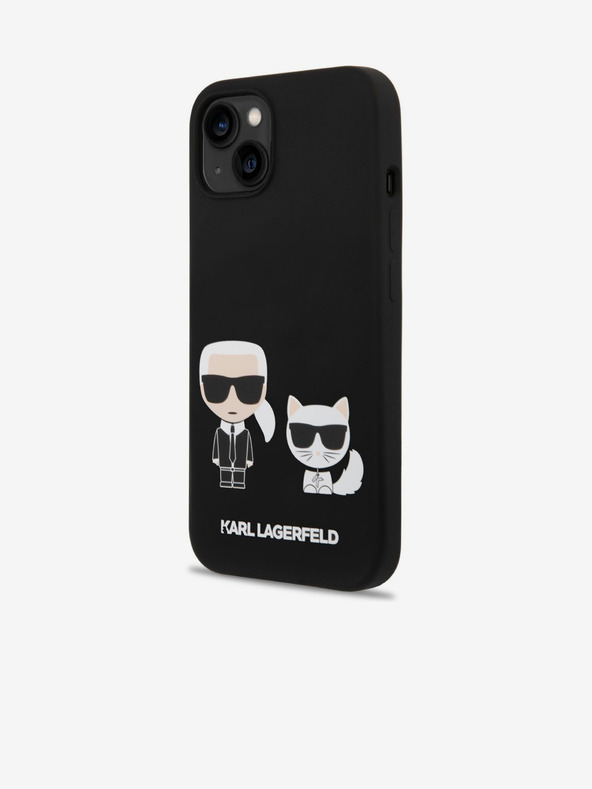 Karl Lagerfeld Karl Lagerfeld MagSafe Kompatibilis Folyékony Szilikon Hátlap Karl és Choupette iPhone 14 Plus Fekete