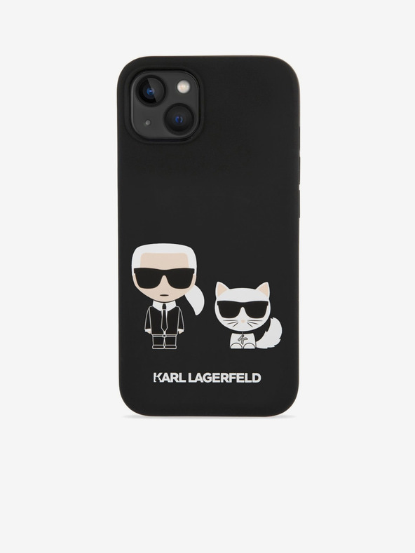Karl Lagerfeld Karl Lagerfeld MagSafe Kompatibilis Folyékony Szilikon Hátlap Karl és Choupette iPhone 14 Plus Fekete