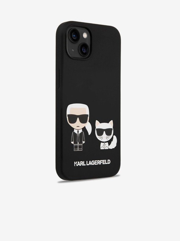 Karl Lagerfeld Karl Lagerfeld MagSafe Kompatibilis Folyékony Szilikon Hátlap Karl és Choupette iPhone 14 Plus Fekete