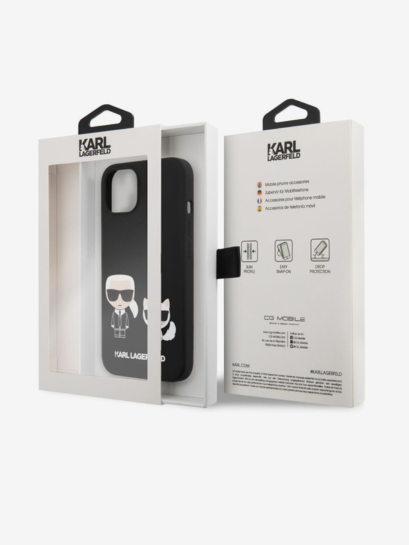 Karl Lagerfeld Karl Lagerfeld MagSafe Kompatibilis Folyékony Szilikon Hátlap Karl és Choupette iPhone 14 Plus Fekete