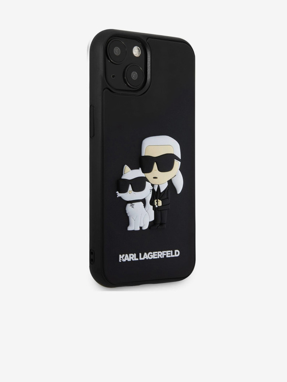 Karl Lagerfeld Karl Lagerfeld 3D Gumi Karl és Choupette Hátlap iPhone 13 Fekete