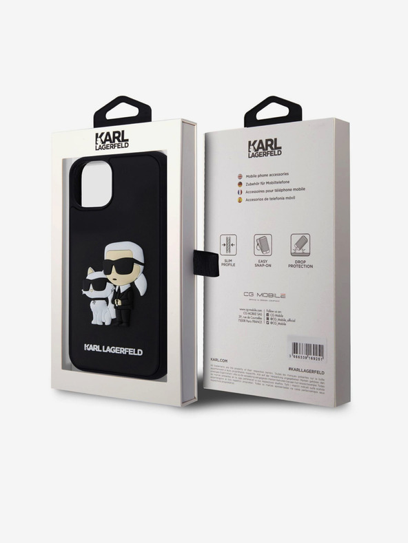 Karl Lagerfeld Karl Lagerfeld 3D Gumi Karl és Choupette Hátlap iPhone 13 Fekete